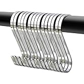 YourGift 20 Pack Flat S Hooks Stainless Steel 3 inches S Shaped Hanging Hooks for Kitchen, Bathroom, Bedroom and Office (Medium)