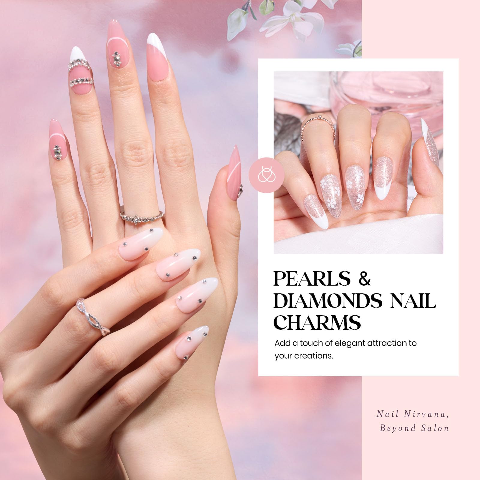 Beetles Pink Nude Gel Nail Polish Kit, 25PCS 20 Colors Neutral Jelly Pink Sheer Glitter White Gel Nail Kit Soak Off UV with Base Glossy Matte Top Coat Pearls Rhinestones Nail Charms Gift for Women - Image 3