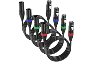 RHM XLR Cable, XLR Male to Female 25ft Audio Cables 4 Pack, Gold-Plated 3 Pin Balanced XLR Microphone Cables Color Boots XLR Mic Cord Ideal for Microphones, Live Stage, Audio Mixer, Speaker,Camcorder