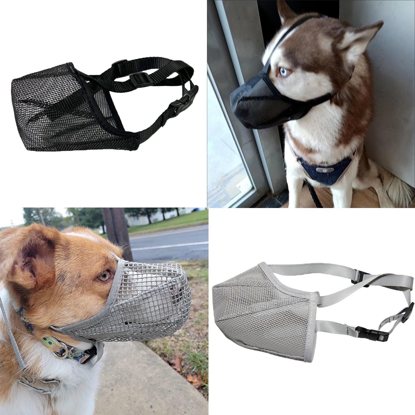 KASESSS 2 Pcs Dog Muzzle Soft Mesh, Dog Muzzles to Prevent Biting Adjustable, Muzzle for Medium Dogs Breathable, Dog Muzzle to Prevent Eating with Adjustable Straps, Prevent Biting Chewing (M)