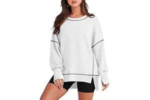 RUBZOOF Womens Casual Crewneck Sweatshirts Long Sleeve Oversized Trendy Contrast Stitching Fall Pullover Tops