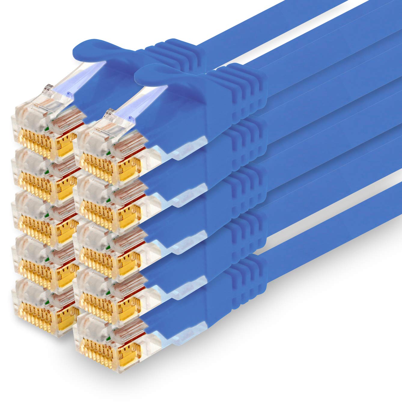 1CONN - 1.0m network cable, Ethernet, Lan & patch cable for maximum internet speed & connects all devices with RJ 45 socket blue - 10 pieces