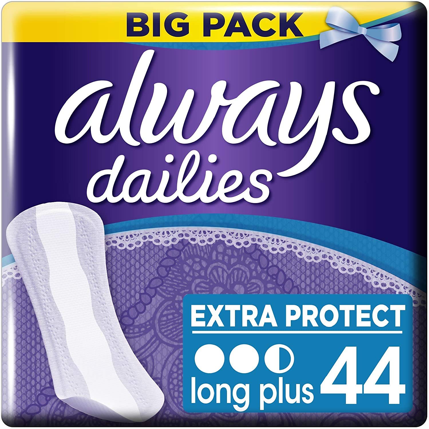 Always Dailies Extra Long Protect Plus Pantyliners, (Pack of 1)