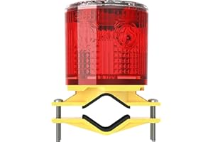 RISOON Solar Strobe Warning Light: IP54 Waterproof Flashing Safety High Bright LED Warning Lamp Traffic Light for Construction, Factory, Safety Road Sign, Dock Marine Beacon (Red)