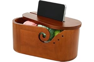 Oval Wooden Yarn Bowl with Lid, Crochet Yarn Holder, Oval Yarn Storage Bowl, Handmade Knitting Yarns Storage Holder, Crochet 