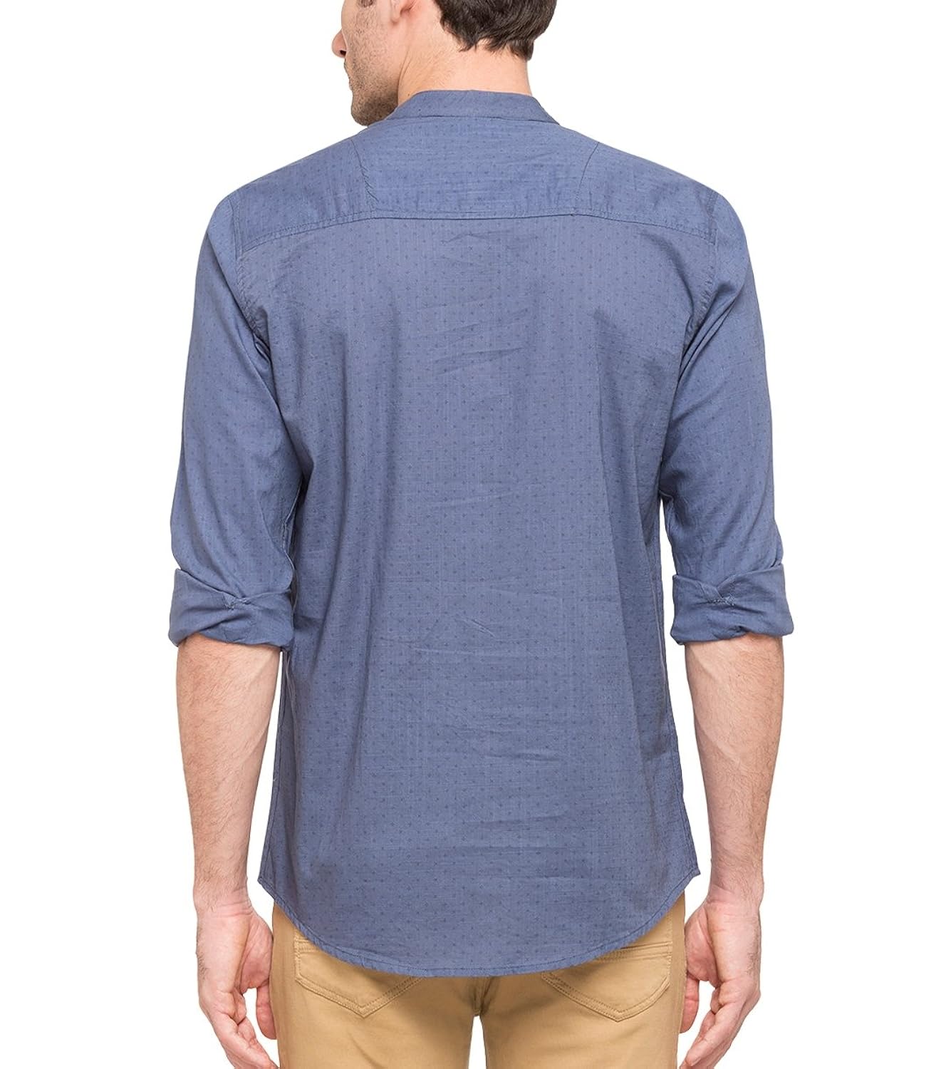 nick&jess mens ethnic wear : blue printed linen short kurta shirt