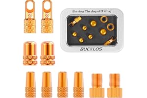 BUCKLOS Bike Tire Valve Stem Cap Set, Presta Valve and Schrader Valve Caps, Valve Cap with Valve Core Removing Function, Presta Valve Adapter, 10Pcs Fit Mountain Bike, Road Bikes
