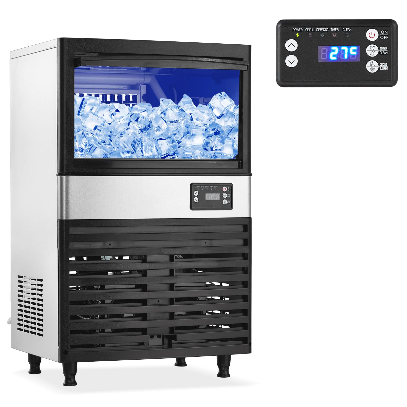 Photo 1 of ***USED -SELLING AS PARTS ONLY*** Commercial Ice Maker Machine 160lbs/24H Ice Production, with 27lbs Ice Storage Under Counter Ice Maker, Self-Cleaning, 24 Hour Timer Stainless Ice Maker for School, Home, Bar