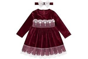 ODOLDI Baby Velvet Tutu Dress Toddler Girls Long Sleeve Christmas Birthday Party Velvet Dress Fall Winter Dresses Outfits