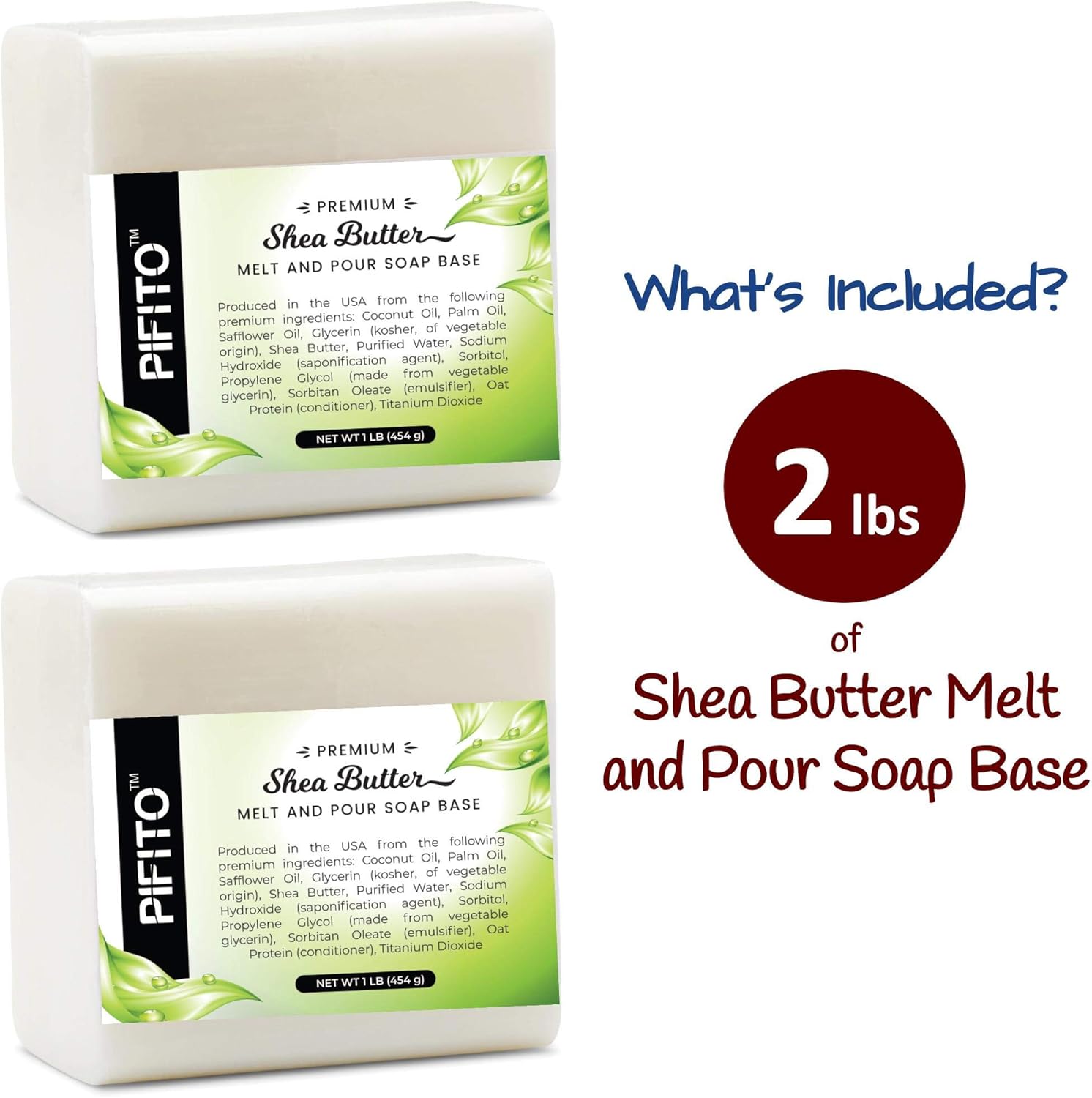Pifito Shea Butter Melt and Pour Soap Base (2 lb) │ Premium 100% Natural Glycerin Soap Base │ Luxurious Soap Making Supplies: Arts, Crafts & Sewing