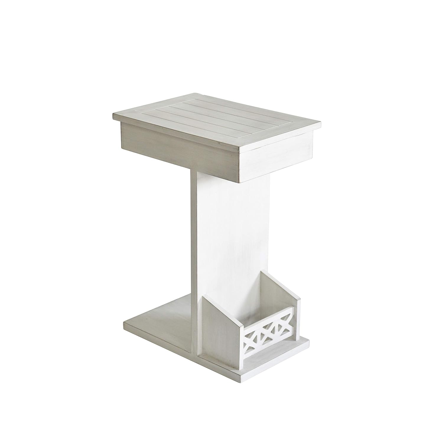 White Benzara Bm188217 Wooden Chairside Table With Magazine Rack And Open Shelf Furniture Living Room Furniture