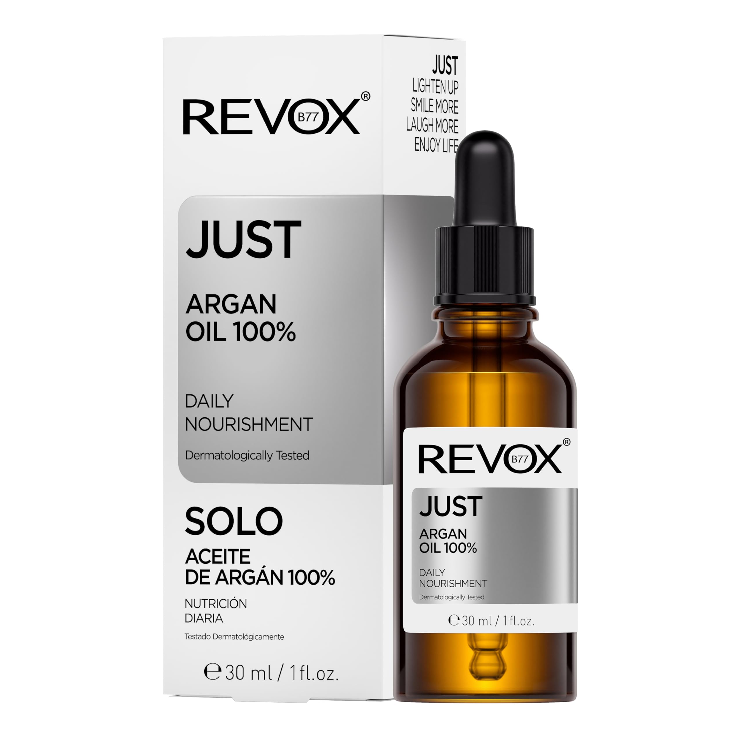 REVOX B77 - Just Argan Oil 100%, 30 ml, Argan Oil for Face and Neck, Moisturizes, Nourishes and Soothes the Skin, Softens and Improves Skin Elasticity, Non-Greasy and Fast Absorbing