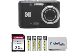 KODAK PIXPRO FZ45 16MP Digital Camera with 4X Optical Zoom 27mm Wide Angle and 2.7" LCD Screen Bundle with 32GB SD Memory Card, AA Batteries (4 Pack), Lens Cleaning Cloth (Black)