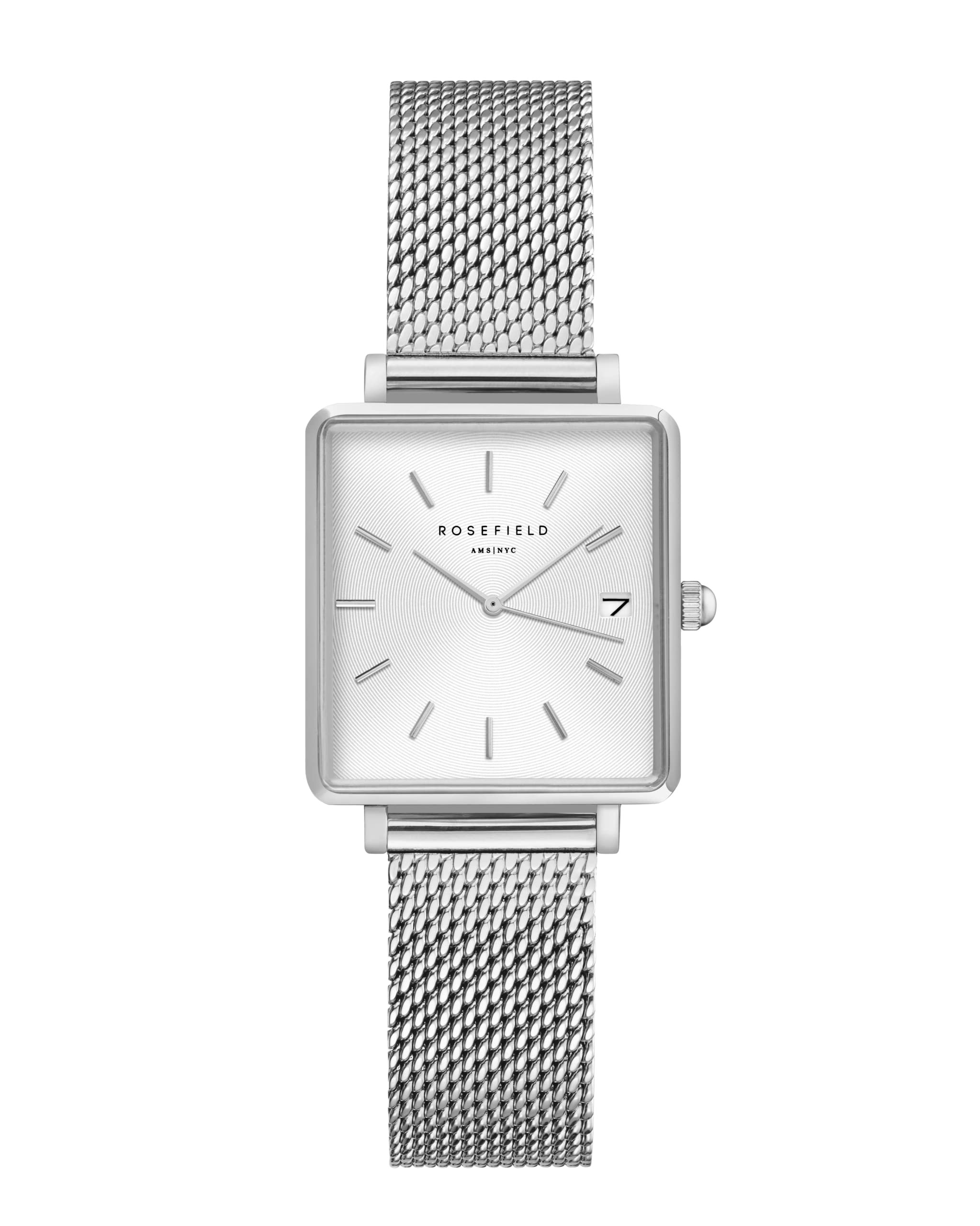 Rosefield Women's Watch The Boxy XS: Gold 26 * 28mm Square Case with White Dial and Gold Strap - QMWMG-Q039