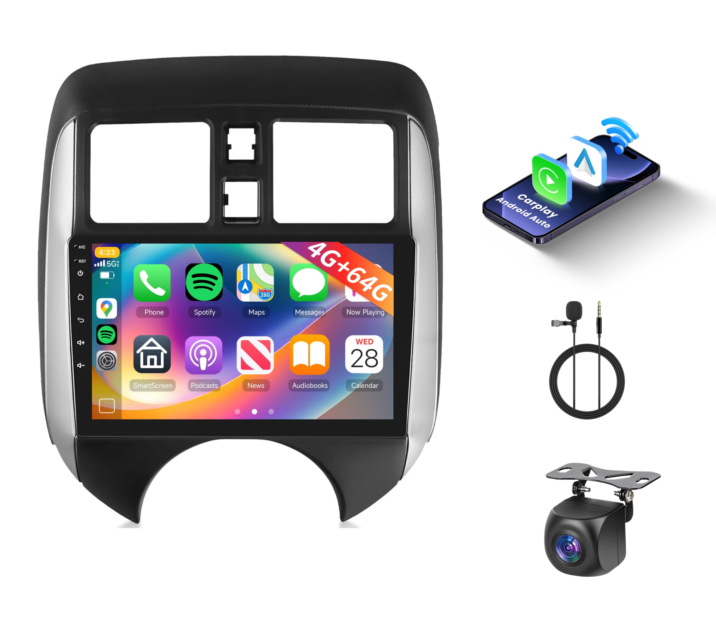 Photo 1 of [4G+64G] Android Car Stereo for Nissan Versa Note 2014-2018 Radio with Wireless Carplay Android Auto Radio, Hodozzy 9 inch Touch Screen with GPS, Mirror Link, Bluetooth, WiFi, DSP, FM/RDS Radio