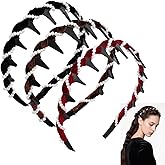 3 Pack Vintage High Cranium Headband Artificial Pearl Hair Band, Retro High Skull Pearl Headband Korean Hairbands with Comb Teeth, Anti-Slip Hair Comb Hoop Head Wear for Women Girls Accessories Gifts