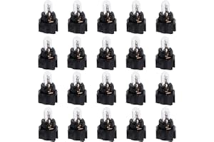 20pcs T5 Halogen Dashboard Bulbs Kits, 12V 1.5W Dash Instrument Cluster Lights for Car Interior Compatible with T5 Bases Univ