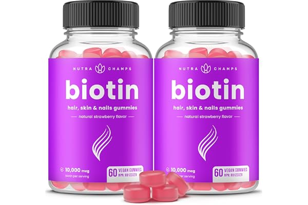 Biotin Gummies 10,000mcg Per Serving | Healthy Hair, Skin & Nails Vitamin Gummies for Women & Men | Chewable Biotin Supplemen