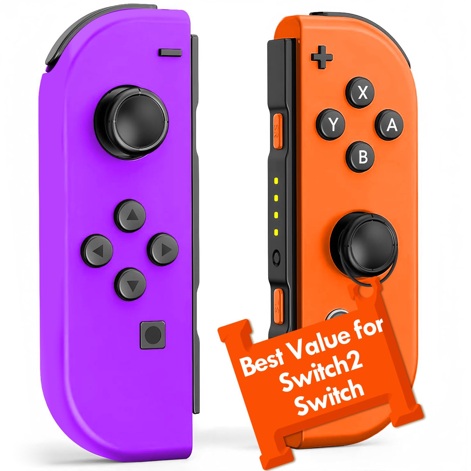 Photo 1 of MunyLazy 2025 Remote for Switch 2, Switch Controller, Extra for Oled, Lite Controllers, Wireless Replacement Control With Hall Effect No Drift Joystick, 1 Left and 1 Right Purple Orange Gamepad