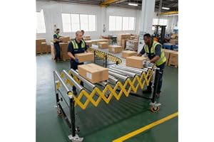 QUARPAL Expandable Conveyor Roller with Nylon Wheels,1200 lbs, 24'' Wide Adjustable Conveyor Roller, Length 24''-52'', Height 30''-50'', Roller Conveyor Belt for Factory, Warehouse, Woodworking Planer Use