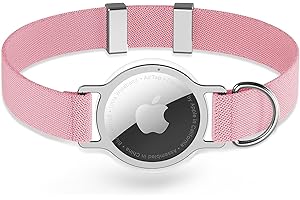ZOWPET AirTag Cat Collar, Ultra Elastic Cat Tracker Collar with Apple Air Tag Holder, [Lightweight & Scratch Resistant] Stepless Adjustable GPS Pet Tracking Collars for Cats Kittens (Pink)