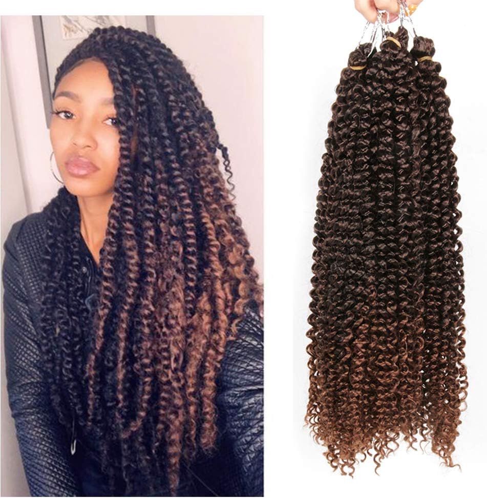 7 Packs Passion Twist Hair 18 Inch Passion Twist Braiding Hair Water Wave Crochet Hair Extensions Marlybob Crochet Hair #T1B/30