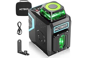 4000mAh Laser Level ACTBOT Self Leveling Green Line Laser 360 Horizontal Vertical Tilt Cross Line Switchable Multiple Levels of Intensity for Indoor or Farther-away Project Magnetic Mount Included