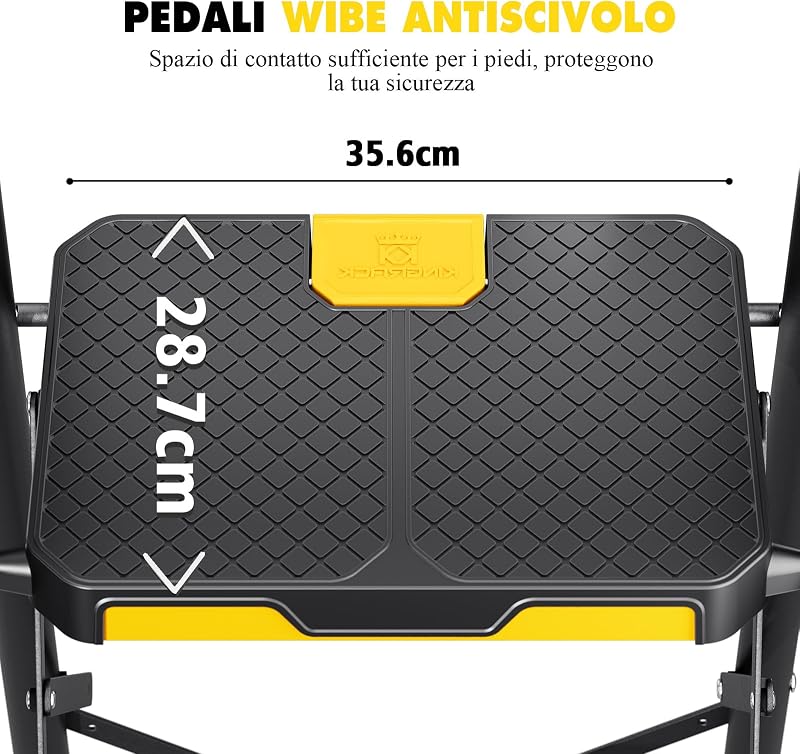 Scaletta 3 Gradini, Scala Pieghevole Domestica con Blocco di Sicurezza, Acciaio Portata 360kg con Ampio Pedale Antiscivolo, Corrimano Comoda, Cucina Casa Ufficio, Nero
