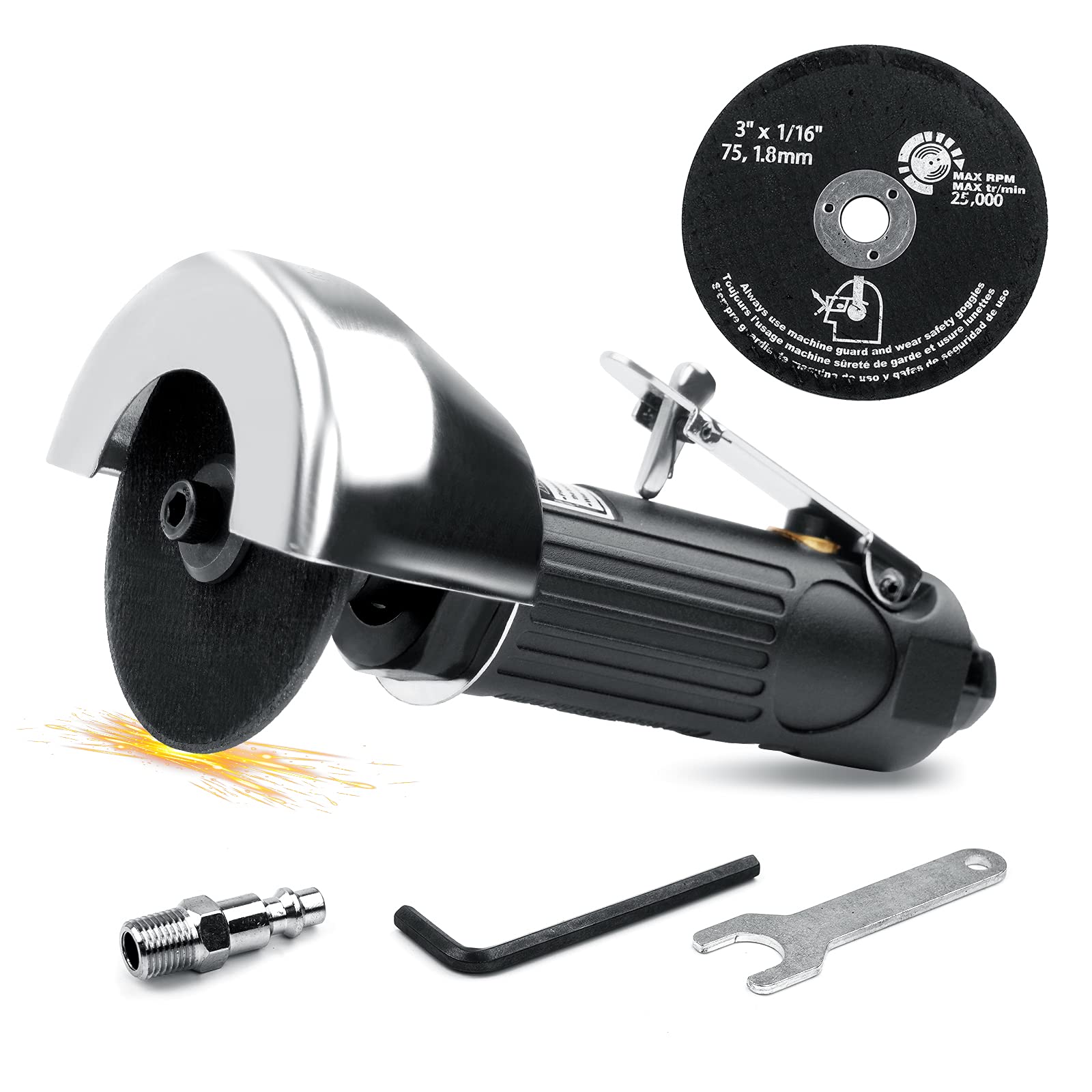 Photo 1 of YON.SOU. Air Cut Off Tool with 2 pcs 3-inch Die Grinder Cut-Off Wheels, Pneumatic Metal Sheet Cutting Tool, Heavy Duty Air Cutter Cutoff Tool