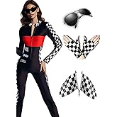 Beauty's Love Halloween Racer Costume Accessories Set for Talladega Nights Costume with sunglasses gloves flags Woman