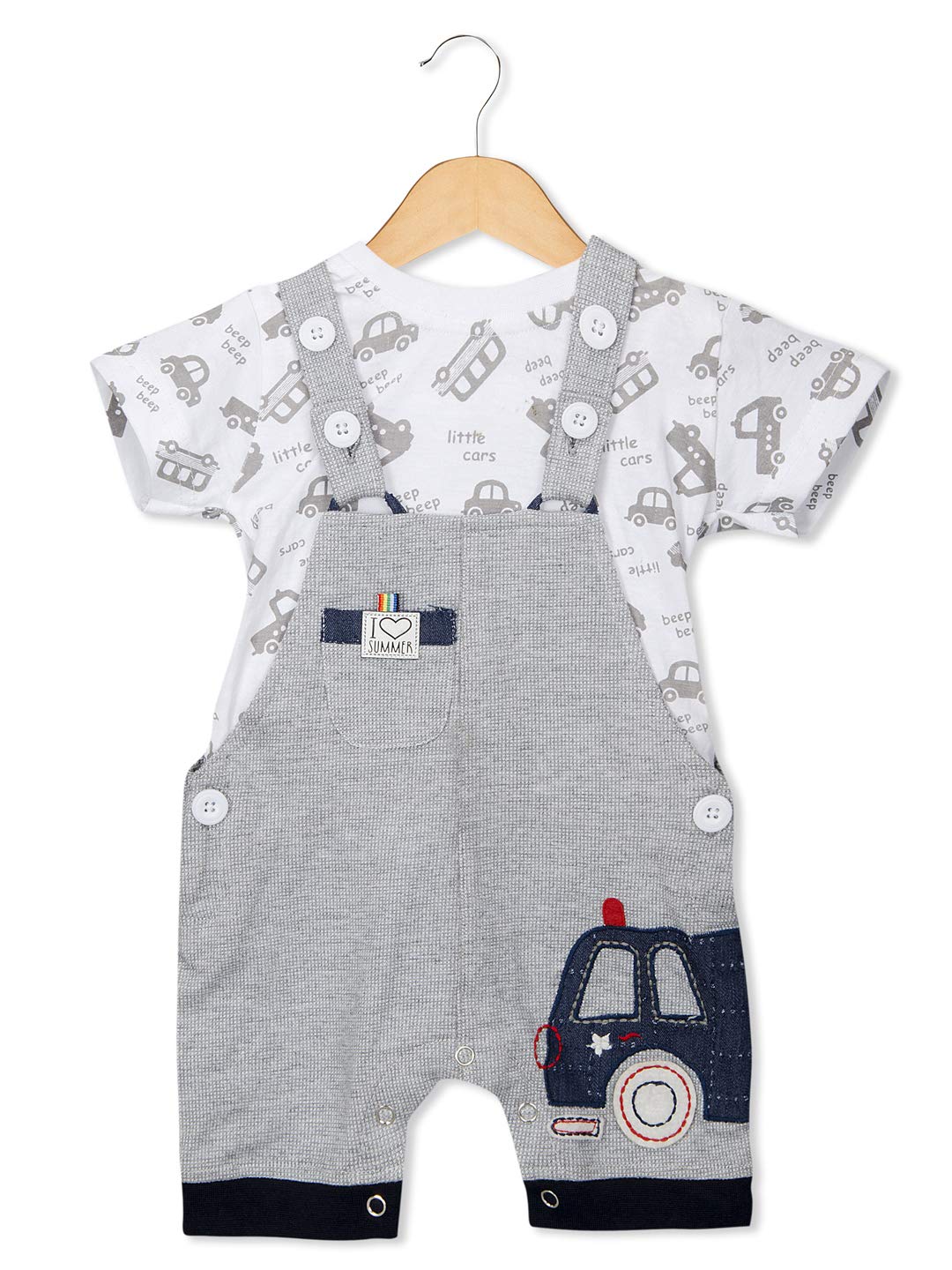 grey baby dungarees