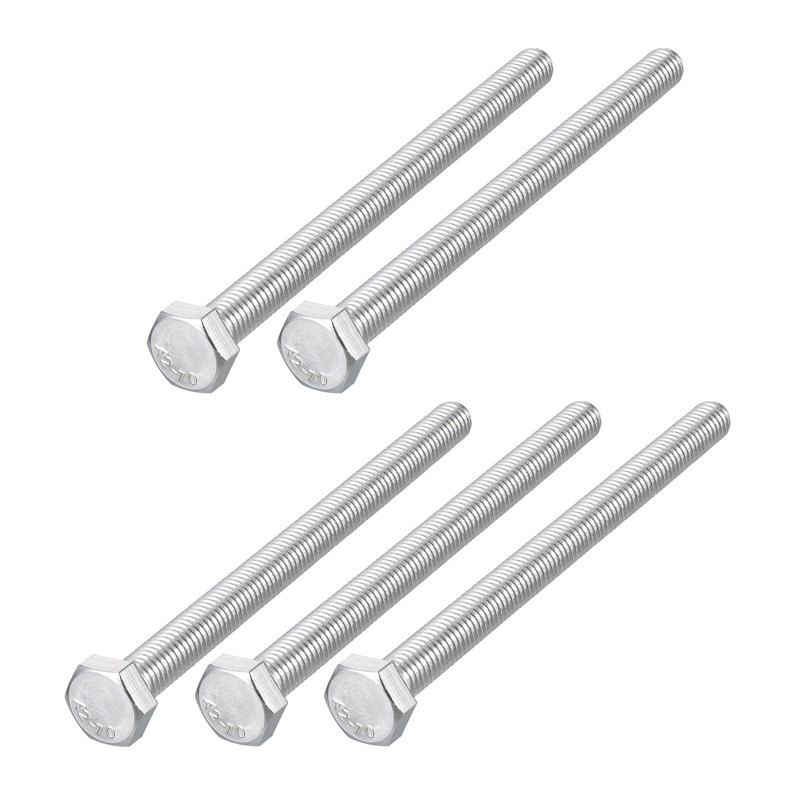 METALLIXITY Hex Bolts (M8-1.25x110mm) 5Pcs, 304 Stainless Steel Coarse Fully Threaded Hex Head Screw Bolt Machine Screws - for Furniture Repair, Silver