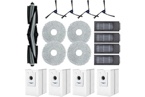 MOUPAA 17PCS Replacement Accessories Set for Ecovacs Deebot X2 Omni / X2 / X2 Pro / DEX86 Robot Vacuums, 1 Main Brush, 4 Side Brushes, 4 Filters, 4 Mop Cloth, 4 Dust Bags
