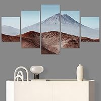 SIGNWIN 5 Panel Canvas Wall Art Modern Art Expressive Landscape Modern Mountain Top Multicolor Photography for Home Decorations Ready to Hang - 60