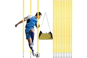 VAIPI 12 Pcs Sports Agility Poles Soccer Training Poles Speed Training Pole Yellow Coaching Sticks Sports Equipment for Outdoor (15.7-51 Inch)
