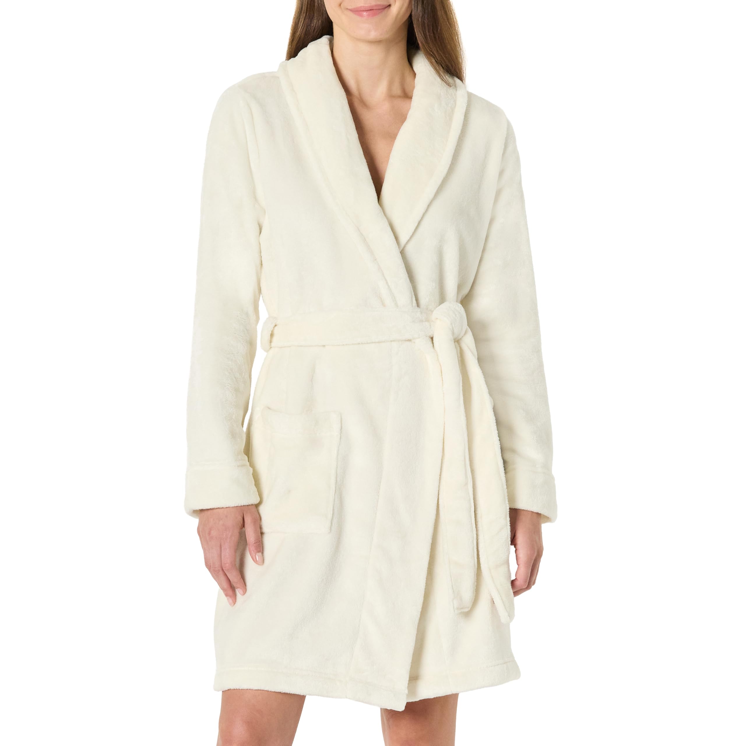 Photo 1 of Amazon Essentials Women's Mid-Length Plush Robe , Cream, X-Small