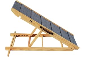 Adjustable Dog Cats Ramp, Folding Portable Wooden Pet Ramp for All Small and Older Animals,Lightweight Dog Ramps for Couch (L