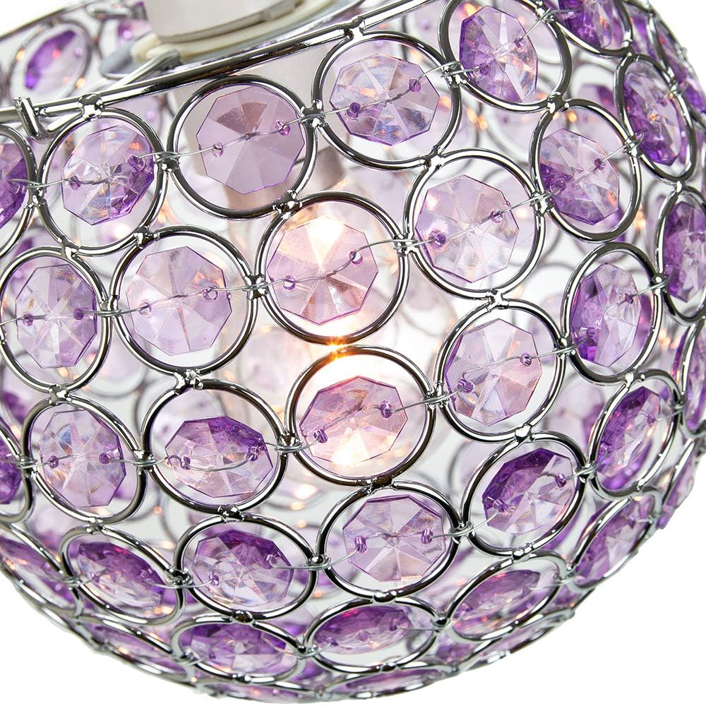 Modern Round Globe Easy Fit Pendant Shade with Small Purple Acrylic Bead Jewels - Image 4