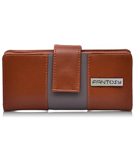 fantosy Womens Leatherette Tan Flat Brown Clutch