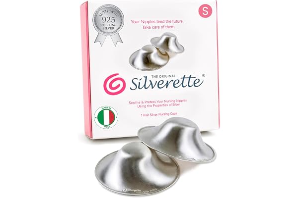 Silverette® The Original Silver Nursing Cups, Nipple Covers for Breastfeeding Essentials, Pure 925 Silver Nipple Shields