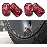 VIHIMAI 4PCS Tire Caps, Aluminum Alloy Valve Stem Cap Decorative Accessory for Tesla Model Y X S 3 (red)