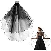 MBAIYO Black Veil, Black Wedding Veils for Women Bachelorette Party Decorations Halloween Party Supplies Elegant Bridal Hair Accessory for Wedding Bachelorette Halloween Parties