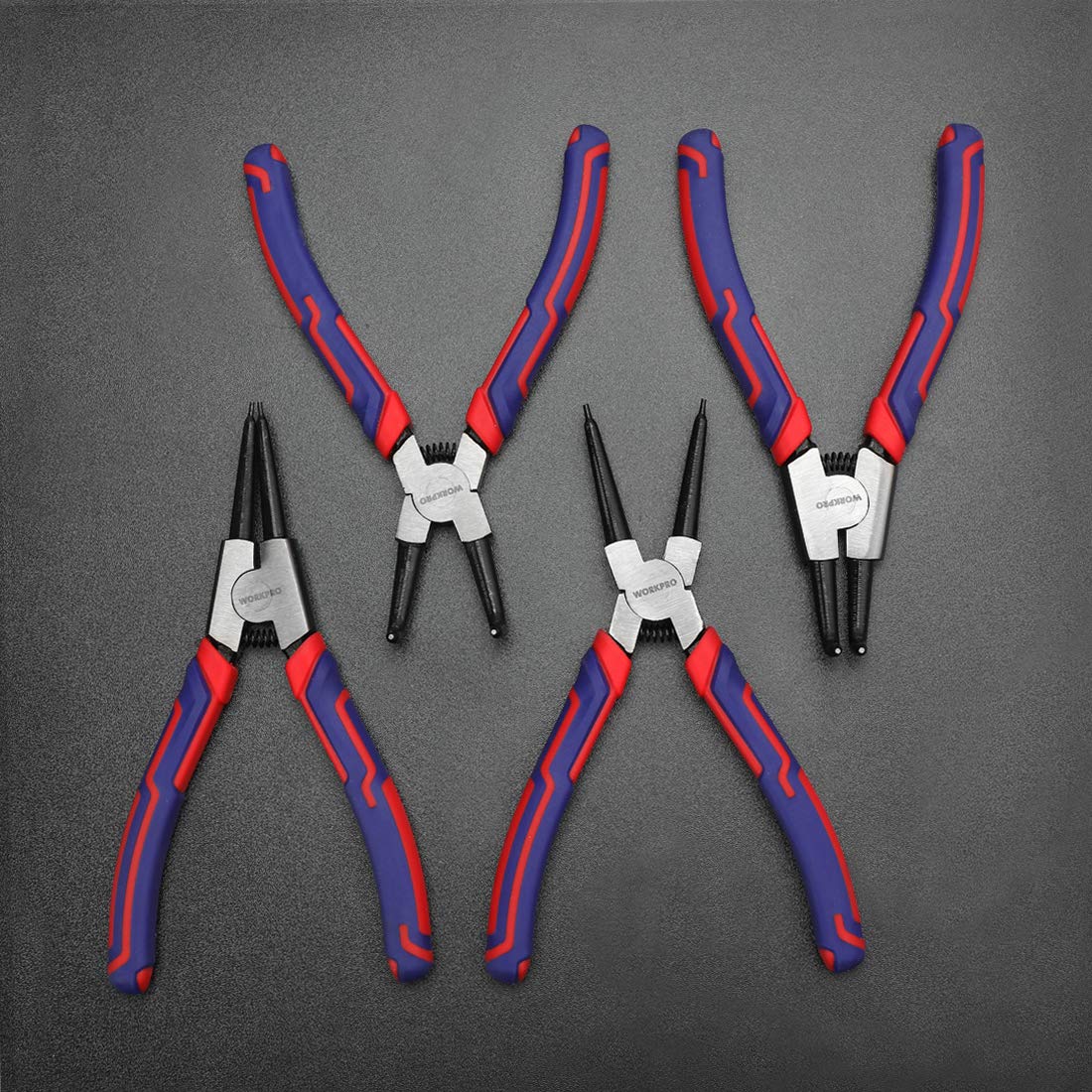 WORKPRO 4Piece Snap Ring Pliers Set Heavy Duty 7inch Internal