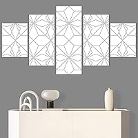 SIGNWIN 5 Panel Canvas Wall Art Modern Art Decorative Elements Fun Geometric Mixed Media Multicolor Patterns for Home Decorations Ready to Hang - 60