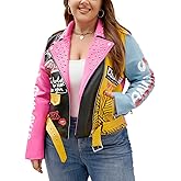 Geschallino Women's Faux Leather Jacket Plus Size Fall Motorcycle Biker Clothes Outfits Short Fashion PU Coat (1X-5X)