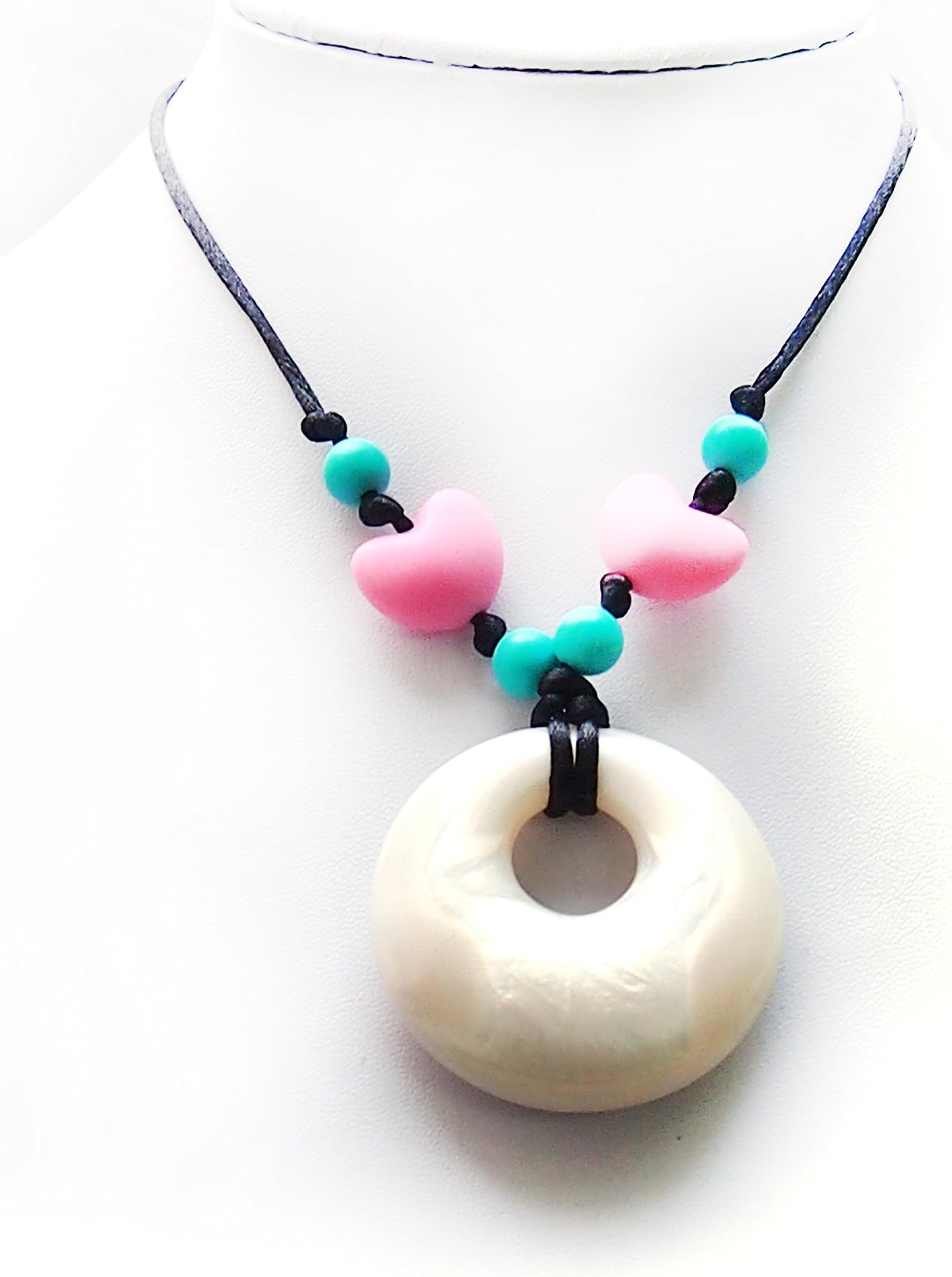 Lily Bear Silicone Baby Teething & Breastfeeding Pendant Necklace/Jewellery for Mum (White pearl)