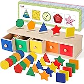 Aizweb Color Shape Sorting Toy for Toddler 3 Year Old, Wooden Montessori Toy Shape Sorter Color Matching Box Game, Early Educ
