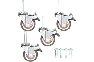 YEWEKE Stem Caster Wheels with 5/16" x 1-1/2" (8 x 38mm) Stem Sockets TPR Replacement Castors Swivel Casters for Carts, Furniture, Dolly, Workbench (2.0 inch with Brakes)