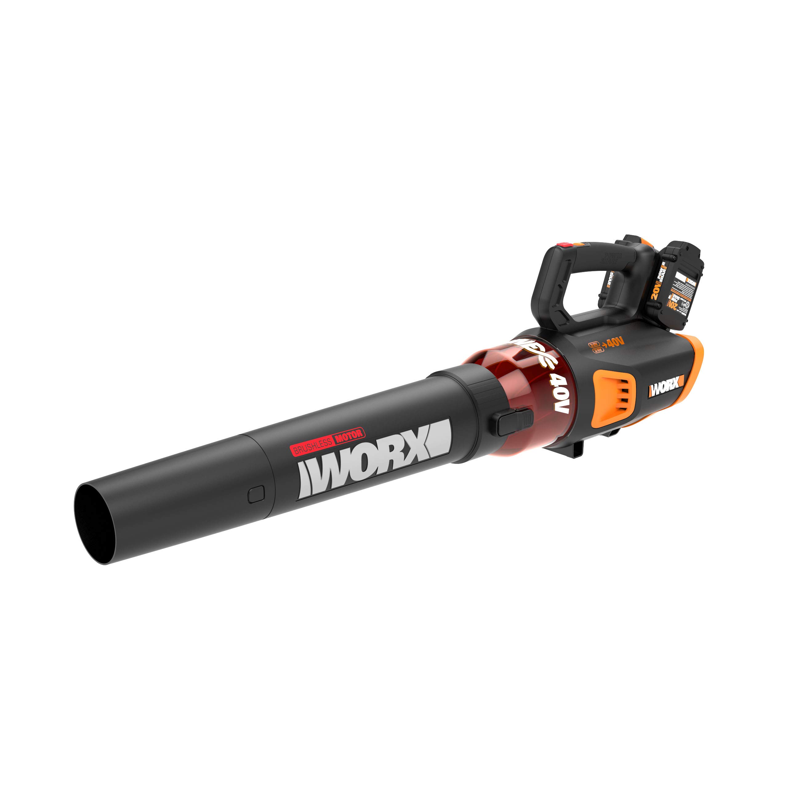 WORX WG584 40V (2.5Ah) Power Share TURBINE Blower, 430 CFM, 2 Batteries and Dual Charger Included