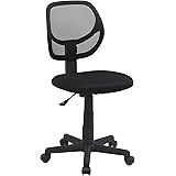 Amazon Basics Low-Back, Upholstered Mesh, Adjustable, Swivel Computer Office Desk Chair, Black